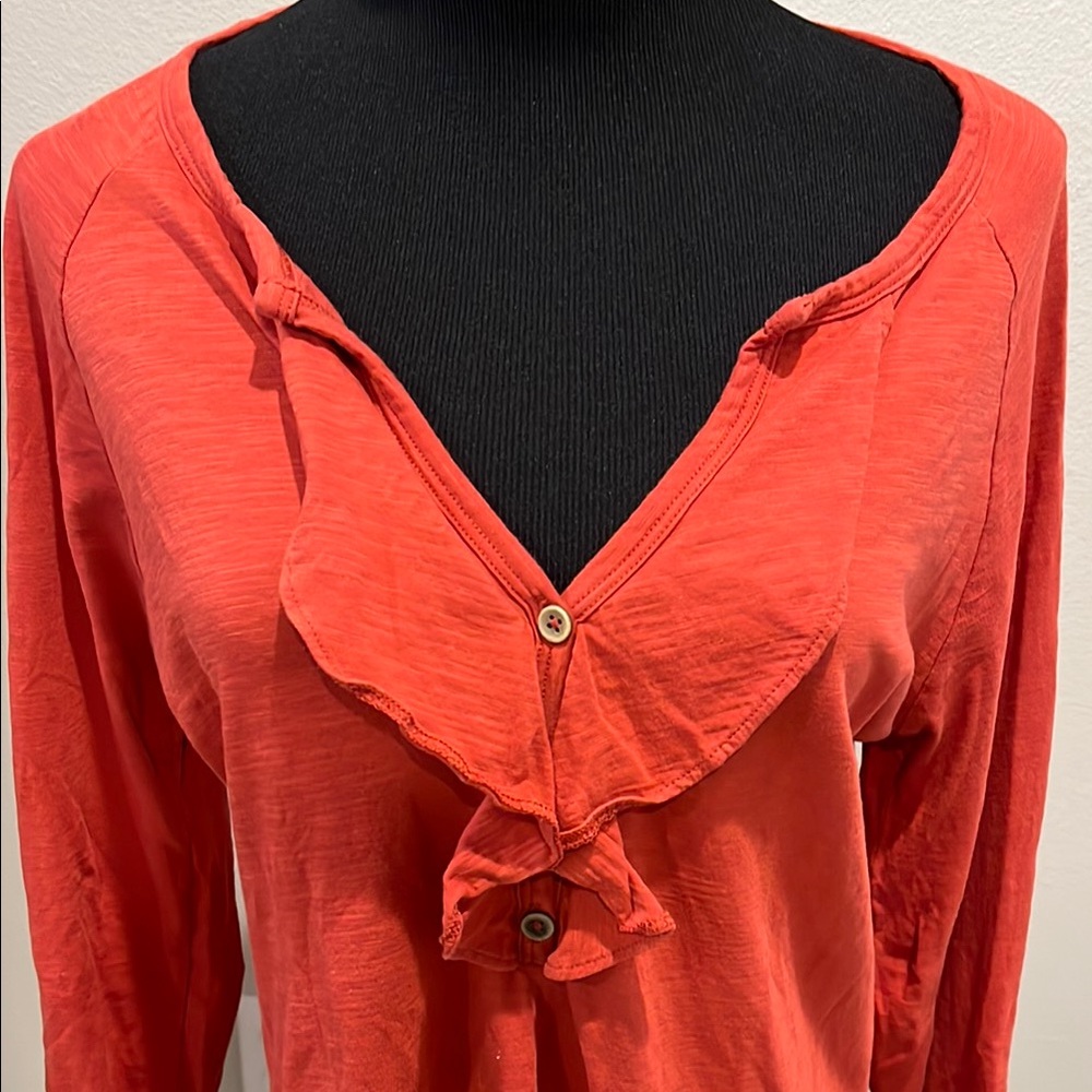 Women's Red Ruffled Top - Picture 2 of 5